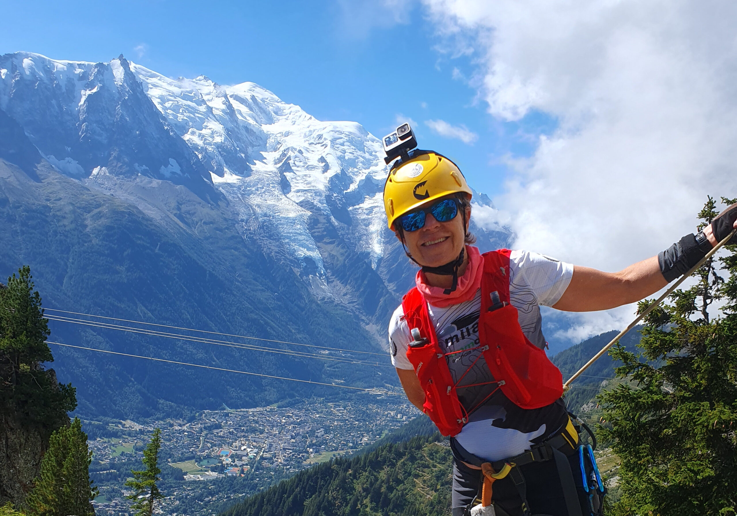 Vistes del massís del Mont Blanc des de la via ferrata des Evettes